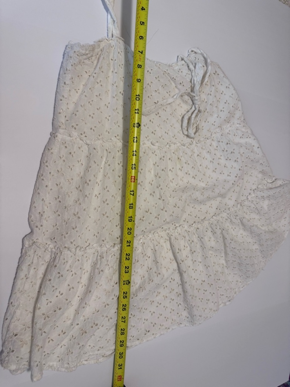 Altar'd State White Eyelet Mini Dress Large Tie Strap Summer Boho - Picture 10 of 10